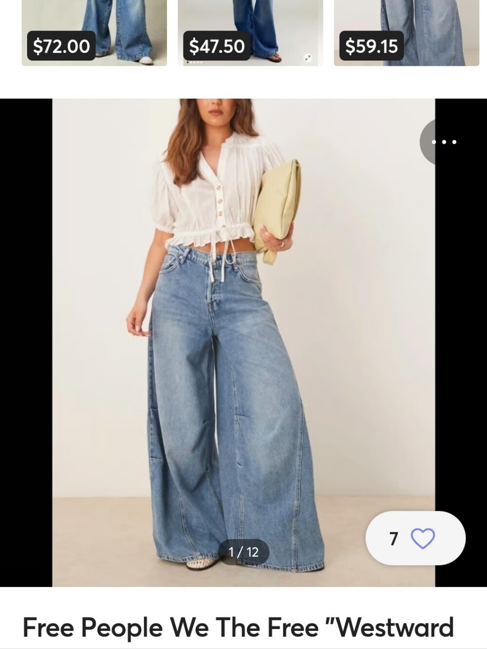Free People We The Free -Westward Demi Wide Leg Jeans NWT